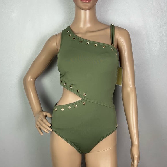NEW MICHAEL MICHAEL KORS GREEN ONE-PIECE SWIMSUIT - Picture 2 of 6